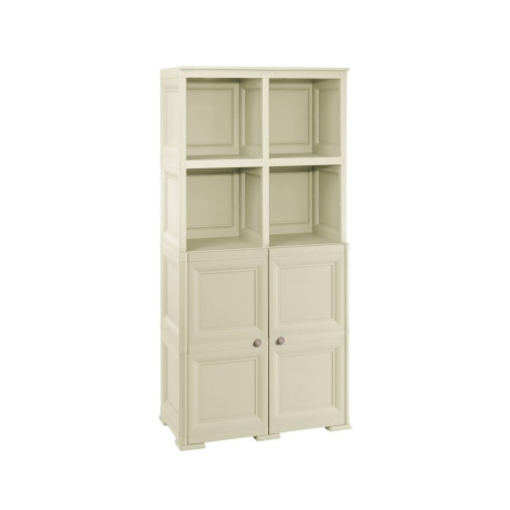 ARMADIO 4 MODULI ANGORA 79X43X164 CM CON 2 VANI CHIUSI E 2 SCAFFALI – MOBILE ALTO ORGANIZZAZIONE CASA PER ZONA GIORNO