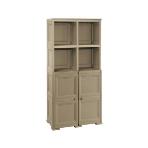 ARMADIO 2 MODULI CHIUSI CON 2 SCAFFALI 79X43X164 CM, MOBILE CONTENITORE MULTIUSO PER SALOTTO, PERGOLATO E BALCONE COPERTO, DESIGN CLASSICO EFFETTO LEGNO