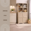 ARMADIO 2 MODULI CHIUSI CON 2 SCAFFALI 79X43X164 CM, MOBILE CONTENITORE MULTIUSO PER SALOTTO, PERGOLATO E BALCONE COPERTO, DESIGN CLASSICO EFFETTO LEGNO