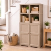 ARMADIO 2 MODULI CHIUSI CON 2 SCAFFALI 79X43X164 CM, MOBILE CONTENITORE MULTIUSO PER SALOTTO, PERGOLATO E BALCONE COPERTO, DESIGN CLASSICO EFFETTO LEGNO