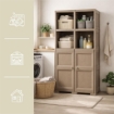 ARMADIO 4 MODULI WENGÉ 79X43X164 CM CON 2 VANI CHIUSI E 2 SCAFFALI – CONTENITORE VERTICALE SALVASPAZIO PER INGRESSO E ZONA LIVING
