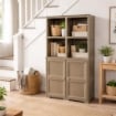 ARMADIO 4 MODULI WENGÉ 79X43X164 CM CON 2 VANI CHIUSI E 2 SCAFFALI – CONTENITORE VERTICALE SALVASPAZIO PER INGRESSO E ZONA LIVING