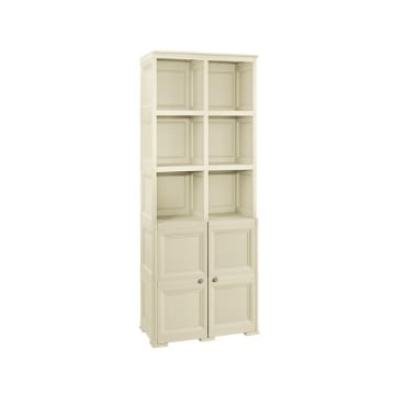 ARMADIO 2 MODULI CHIUSI E 3 MODULI SCAFFALE ANGORA 79X43X203 CM, MOBILE CONTENITORE MULTIUSO ALTO PER SALOTTO, PERGOLATO E BALCONE COPERTO