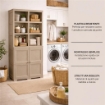 ARMADIO 2 MODULI CHIUSI E 3 SCAFFALI 79X43X203 CM – MOBILE ALTO CON 6 VANI APERTI E ANTE EFFETTO LEGNO PER ZONA LIVING