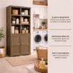 ARMADIO 2 MODULI CHIUSI E 3 MODULI SCAFFALE WENGÉ 79X43X203 CM – MOBILE CONTENITORE MULTIUSO ALTO PER SALOTTO, PERGOLATO E BALCONE COPERTO