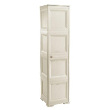 COLONNINA 4 MODULI IN PLASTICA EFFETTO LEGNO CON ANTE LISCE 40X43X164 CM – MOBILETTO ALTO MULTIUSO PER CAMERA, SALOTTO, STUDIO E HOME OFFICE