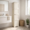 COLONNINA 4 MODULI IN PLASTICA EFFETTO LEGNO CON ANTE LISCE 40X43X164 CM – MOBILETTO ALTO MULTIUSO PER CAMERA, SALOTTO, STUDIO E HOME OFFICE