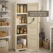 COLONNINA 4 MODULI IN PLASTICA EFFETTO LEGNO CON ANTE LISCE 40X43X164 CM – MOBILETTO ALTO MULTIUSO PER CAMERA, SALOTTO, STUDIO E HOME OFFICE