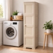COLONNINA 4 MODULI IN PLASTICA EFFETTO LEGNO CON ANTE LISCE 40X43X164 CM – MOBILETTO ALTO MULTIUSO PER CAMERA, SALOTTO, STUDIO E HOME OFFICE