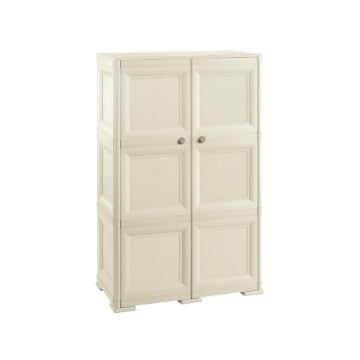 ARMADIO 3 MODULI IN PLASTICA 79X43X125 CM – MOBILE CONTENITORE MULTIUSO PER SALOTTO, PERGOLATO E BALCONE COPERTO, DESIGN CLASSICO EFFETTO LEGNO