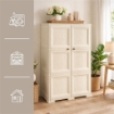 ARMADIO 3 MODULI IN PLASTICA 79X43X125 CM – MOBILE CONTENITORE MULTIUSO PER SALOTTO, PERGOLATO E BALCONE COPERTO, DESIGN CLASSICO EFFETTO LEGNO