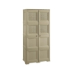 ARMADIO 4 MODULI TAUPE 79X43X164 CM CON 4 RIPIANI E ANTE TRAFORATE – CONTENITORE VERTICALE SALVASPAZIO PER ZONA LIVING