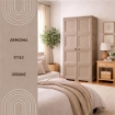 ARMADIO 4 MODULI TAUPE 79X43X164 CM CON 4 RIPIANI E ANTE TRAFORATE – CONTENITORE VERTICALE SALVASPAZIO PER ZONA LIVING