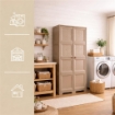 ARMADIO 4 MODULI TAUPE 79X43X164 CM CON 4 RIPIANI E ANTE TRAFORATE – CONTENITORE VERTICALE SALVASPAZIO PER ZONA LIVING