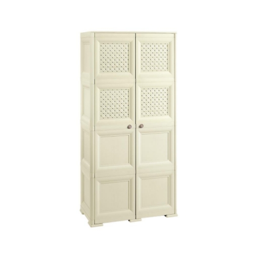ARMADIO 4 MODULI ANGORA 79X43X164 CM CON 4 RIPIANI E ANTE TRAFORATE – MOBILE ALTO DECORATIVO PER ZONA GIORNO E INGRESSO