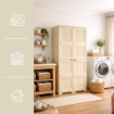 ARMADIO 4 MODULI ANGORA 79X43X164 CM CON 4 RIPIANI E ANTE TRAFORATE – MOBILE ALTO DECORATIVO PER ZONA GIORNO E INGRESSO