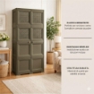 ARMADIO 4 MODULI WENGÉ 79X43X164 CM CON 4 ANTE CHIUSE E 4 TRAFORATE – MOBILE ALTO MULTIUSO PER ZONA GIORNO E BALCONE COPERTO