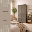 ARMADIO 4 MODULI WENGÉ 79X43X164 CM CON 4 ANTE CHIUSE E 4 TRAFORATE – MOBILE ALTO MULTIUSO PER ZONA GIORNO E BALCONE COPERTO
