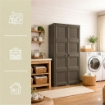 ARMADIO 4 MODULI WENGÉ 79X43X164 CM CON 4 ANTE CHIUSE E 4 TRAFORATE – MOBILE ALTO MULTIUSO PER ZONA GIORNO E BALCONE COPERTO