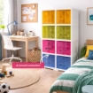 SCAFFALE 2 MODULI CON 8 CONTENITORI CUBO ANGORA 79X41X164 CM – LIBRERIA PORTAOGGETTI MODULARE PER CAMERETTA, STUDIO E SPAZI CREATIVI OMNIMODUS