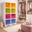 SCAFFALE 2 MODULI CON 8 CONTENITORI CUBO ANGORA 79X41X164 CM – LIBRERIA PORTAOGGETTI MODULARE PER CAMERETTA, STUDIO E SPAZI CREATIVI OMNIMODUS