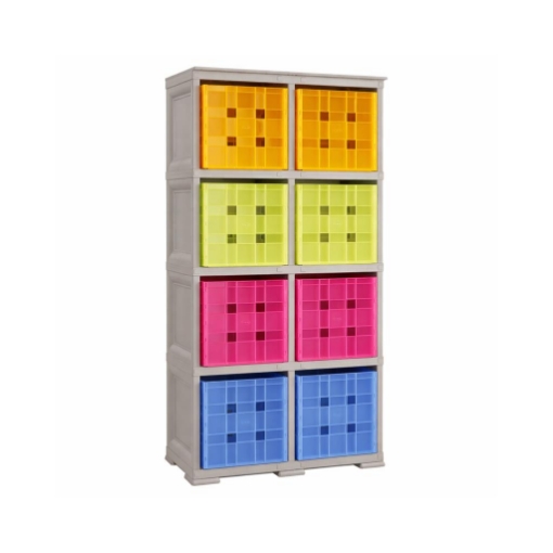 SCAFFALE 2 MODULI CON 8 CONTENITORI CUBO TALPA 79X41X164 CM – LIBRERIA PORTAOGGETTI MODULARE PER CAMERETTA, STUDIO E SPAZI CREATIVI OMNIMODUS