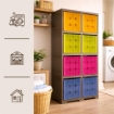 SCAFFALE 2 MODULI CON 8 CONTENITORI CUBO WENGÉ 79X41X164 CM – LIBRERIA PORTAOGGETTI MODULARE PER CAMERETTA, STUDIO E SPAZI CREATIVI OMNIMODUS