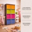 SCAFFALE 2 MODULI CON 8 CONTENITORI CUBO WENGÉ 79X41X164 CM – LIBRERIA PORTAOGGETTI MODULARE PER CAMERETTA, STUDIO E SPAZI CREATIVI OMNIMODUS