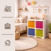 SCAFFALE 2 MODULI ANGORA 79X41X85,5 CM CON 4 CONTENITORI CUBO A SCORRIMENTO – LIBRERIA ORGANIZZATORE PER CAMERETTA E ZONA CREATIVA
