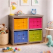 SCAFFALE 2 MODULI TALPA 79X41X85,5 CM CON 4 CONTENITORI CUBO A SCORRIMENTO – LIBRERIA PORTAOGGETTI SALVASPAZIO PER CAMERETTA E ZONA STUDIO