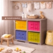 SCAFFALE 2 MODULI TALPA 79X41X85,5 CM CON 4 CONTENITORI CUBO A SCORRIMENTO – LIBRERIA PORTAOGGETTI SALVASPAZIO PER CAMERETTA E ZONA STUDIO