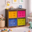 SCAFFALE 2 MODULI WENGÉ 79X41X85,5 CM CON 4 CONTENITORI CUBO A SCORRIMENTO – LIBRERIA SALVASPAZIO ORGANIZZAZIONE CASA