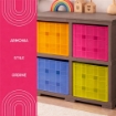 SCAFFALE 2 MODULI WENGÉ 79X41X85,5 CM CON 4 CONTENITORI CUBO A SCORRIMENTO – LIBRERIA SALVASPAZIO ORGANIZZAZIONE CASA