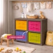 SCAFFALE 2 MODULI WENGÉ 79X41X85,5 CM CON 4 CONTENITORI CUBO A SCORRIMENTO – LIBRERIA SALVASPAZIO ORGANIZZAZIONE CASA