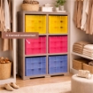 SCAFFALE 2 MODULI TALPA 79X41X125 CM CON 6 CONTENITORI CUBO A SCORRIMENTO – LIBRERIA ORGANIZZATORE VERTICALE PER CAMERETTA E ZONA STUDIO