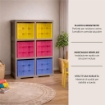 SCAFFALE 2 MODULI TALPA 79X41X125 CM CON 6 CONTENITORI CUBO A SCORRIMENTO – LIBRERIA ORGANIZZATORE VERTICALE PER CAMERETTA E ZONA STUDIO
