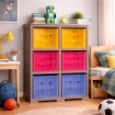 SCAFFALE 2 MODULI TALPA 79X41X125 CM CON 6 CONTENITORI CUBO A SCORRIMENTO – LIBRERIA ORGANIZZATORE VERTICALE PER CAMERETTA E ZONA STUDIO