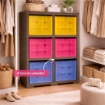 SCAFFALE 2 MODULI WENGÉ 79X41X125 CM CON 6 CONTENITORI CUBO – LIBRERIA PORTAOGGETTI VERTICALE PER CAMERETTA E ZONA STUDIO