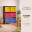 SCAFFALE 2 MODULI WENGÉ 79X41X125 CM CON 6 CONTENITORI CUBO – LIBRERIA PORTAOGGETTI VERTICALE PER CAMERETTA E ZONA STUDIO