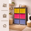 SCAFFALE 2 MODULI WENGÉ 79X41X125 CM CON 6 CONTENITORI CUBO – LIBRERIA PORTAOGGETTI VERTICALE PER CAMERETTA E ZONA STUDIO