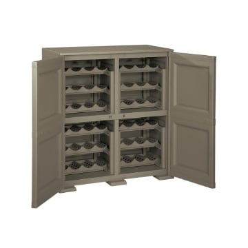 ARMADIO PORTABOTTIGLIE 48 BOTTIGLIE WENGÉ 79X43X85,5 CM CON ANTA LISCIA – CANTINETTA MODULARE CHIUSA PER SOGGIORNO E ZONA PRANZ