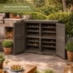 ARMADIO PORTABOTTIGLIE 48 BOTTIGLIE WENGÉ 79X43X85,5 CM CON ANTA LISCIA – CANTINETTA MODULARE CHIUSA PER SOGGIORNO E ZONA PRANZ