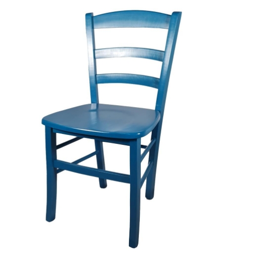 SEDIA PAESANA IN LEGNO CON SEDUTA COMPATTA E SCHIENALE ALTO H 87 X L 45 X P 40 CM COLORE AZZURRO