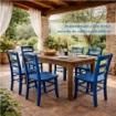 SEDIA PAESANA IN LEGNO CON SEDUTA COMPATTA E SCHIENALE ALTO H 87 X L 45 X P 40 CM COLORE AZZURRO