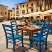 SEDIA PAESANA IN LEGNO CON SEDUTA COMPATTA E SCHIENALE ALTO H 87 X L 45 X P 40 CM COLORE AZZURRO