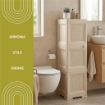 MOBILE 3 MODULI ANGORA 40X43X125 CM CON ANTE TRAFORATE – MOBILE VERTICALE SALVASPAZIO PER ORGANIZZAZIONE CASA E ZONA LIVING