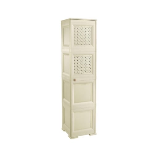 MOBILE ORGANIZZATORE BAGNO 4 MODULI ANGORA 40X43X164 CM CON 2 ANTE TRAFORATE E 2 ANTE EFFETTO LEGNO – MOBILE CONTENITORE VERTICALE SALVASPAZIO