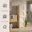 MOBILE ORGANIZZATORE BAGNO 4 MODULI ANGORA 40X43X164 CM CON 2 ANTE TRAFORATE E 2 ANTE EFFETTO LEGNO – MOBILE CONTENITORE VERTICALE SALVASPAZIO