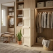 MOBILE ORGANIZZATORE BAGNO 4 MODULI ANGORA 40X43X164 CM CON 2 ANTE TRAFORATE E 2 ANTE EFFETTO LEGNO – MOBILE CONTENITORE VERTICALE SALVASPAZIO