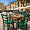 SEDIA PAESANA IN LEGNO CON SEDUTA COMPATTA E SCHIENALE ALTO H 87 X L 45 X P 40 CM COLORE VERDE